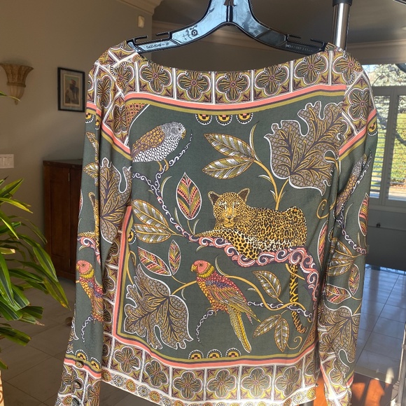 J. Crew Flowing boatneck top, jungle print XS - Picture 3 of 5